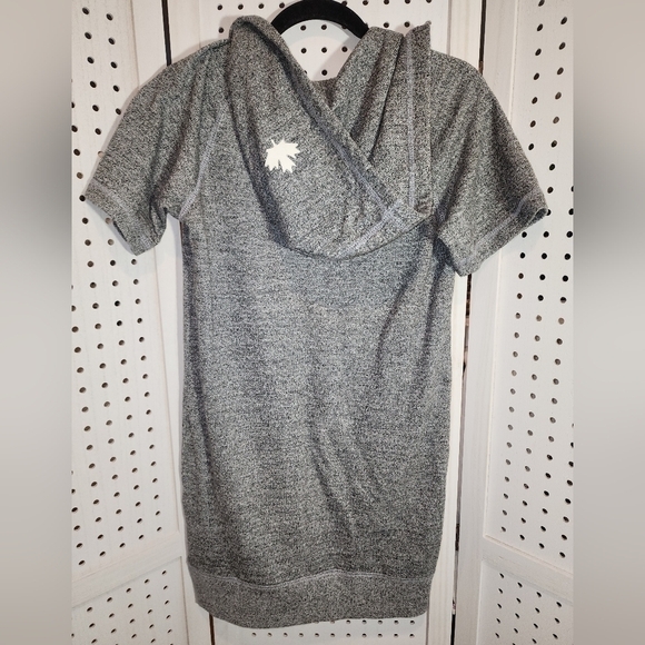 Roots Beaver Gray Short Sleeve Hoodie Dress Kangaroo Pocket XXS New - Picture 5 of 7